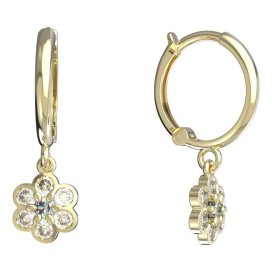 BeKid dětské náušnice šestilístek 866 Žluté zlato - 585 Diamant