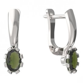 BG vltavínové náušnice 560 Bílé zlato - 585 Vltavín