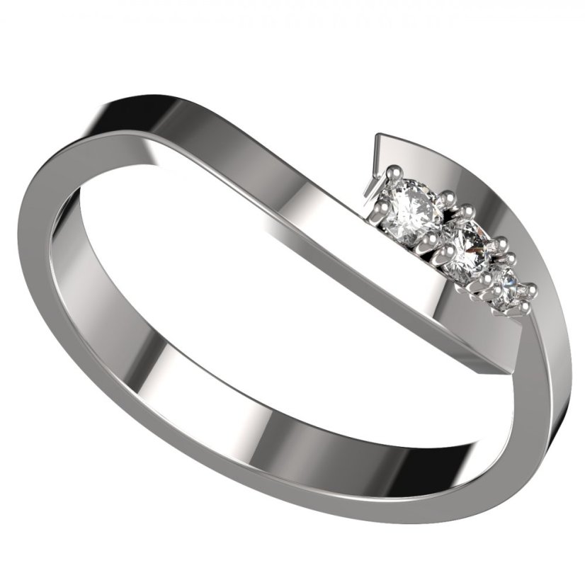 BG zlatý prstýnek 1144 /zásnubní-snubní/ Bílé zlato - 585 Diamant