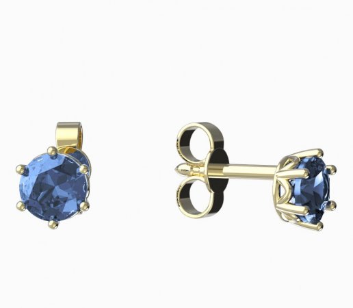 BeKid, Gold kids earrings -1294 - Switching on: Puzeta, Metal: Yellow gold 585, Stone: Light blue cubic zircon