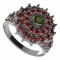 BG prsten kulatý 004-Y - Kov: Stříbro 925 - rhodium, Kámen: Vltavín a granát