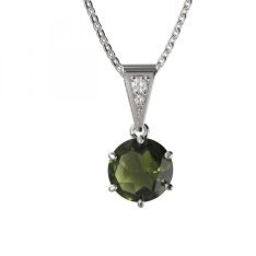 BG vltavínový přívěšek 681 Bílé zlato - 585 Vltavín a diamant