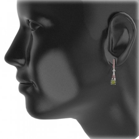 BG earring circular 473-C91 - Metal: Silver 925 - rhodium, Stone: Garnet