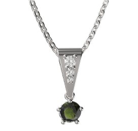 BG vltavín přívěšek 874 Bílé zlato - 585 Vltavín a diamant