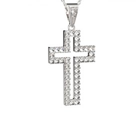 BG zlatý přívěšek křížek 238 Bílé zlato - 585 Diamant