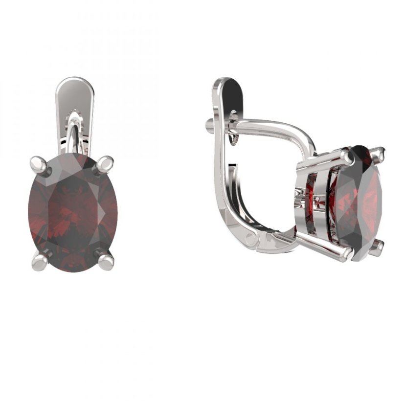 BG náušnice přírodní granát  712 Stříbro 925 - rhodium Granát