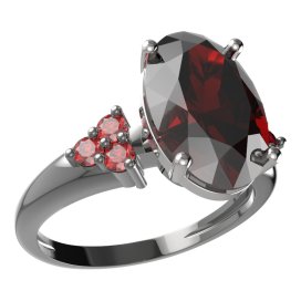 BG prsten s oválným kamenem 480-U Stříbro 925 - ruthenium (30-90dní) Granát