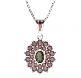 BG přívěs oválný 021-2 Stříbro 925 - rhodium Granát