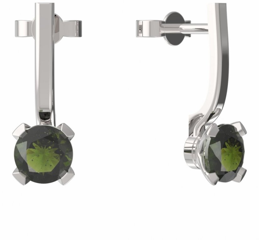 BG vltavínové náušnice 558 Bílé zlato - 585 Vltavín