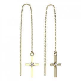 BG zlaté  náušnice křížek 1108 Žluté zlato - 585 Diamant