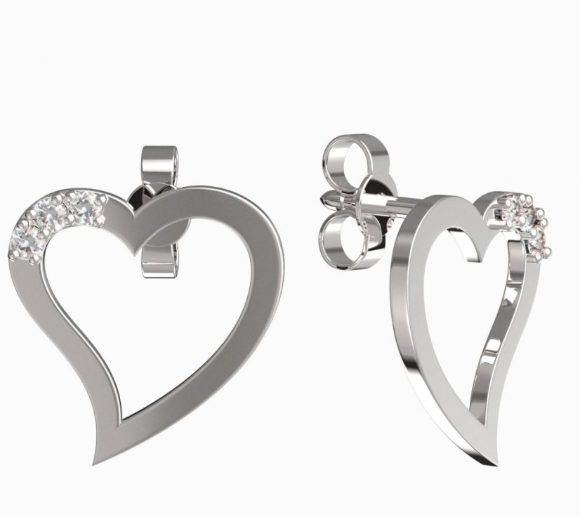 BeKid dívčí náušnice srdíčko 1261 Bílé zlato - 585 Diamant