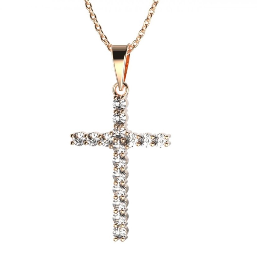 BG zlatý diamantový přívěšek křížek 259 Růžové zlato 585 (30-90dní) Diamant lab-grown