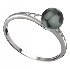 BG zlatý prstýnek s perlou 561 K Bílé zlato - 585 Diamant a tahiti perla