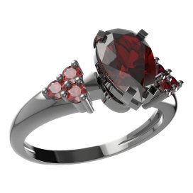 BG prsten s kapkovitým kamenem 494-U Stříbro 925 - ruthenium (30-90dní) Granát
