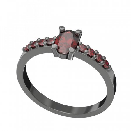 BG prsten 710 - Kov: Stříbro 925 - rhodium, Kámen: Vltavín a granát