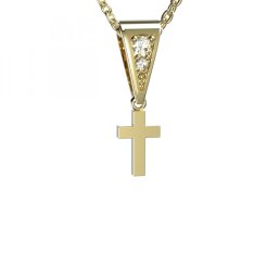 BG zlatý přívěšek křížek 1105 Žluté zlato - 585 Bílý kubický zirkon