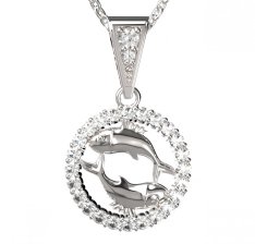 BG zlatý diamantový přívěšek Ryby 052 Bílé zlato - 585 Diamant lab-grown