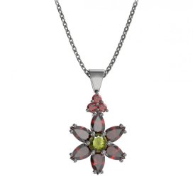 BG přívěs ve tvaru hvězdy 520-87 Stříbro 925 - ruthenium (30-90dní) Vltavín a granát