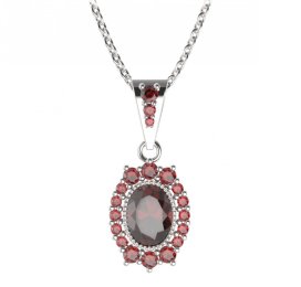 BG přívěs oválný 251-2 Stříbro 925 - rhodium Granát
