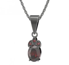 BG přívěs s českým granátem  961 Stříbro 925 - ruthenium (30-90dní) Granát