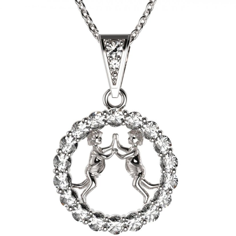 BG zlatý přívěšek Blíženci 044 Bílé zlato - 585 Diamant