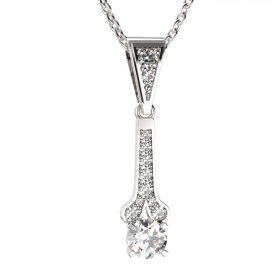 BG zlatý přívěšek  639 Bílé zlato - 585 Bílý kubický zirkon