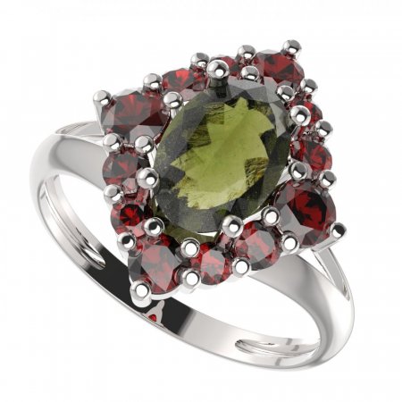 BG ring oval 466-V - Metal: Silver 925 - rhodium, Stone: Garnet