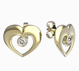 BeKid dětské náušnice srdíčko 610 Bílé zlato - 585 Diamant