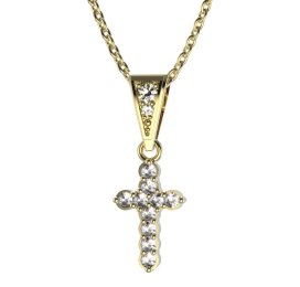 BG zlatý diamantový přívěšek křížek 580 Žluté zlato - 585 Diamant lab-grown