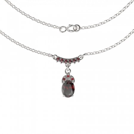 BG necklace 961 - Metal: Silver 925 - rhodium, Stone: Garnet