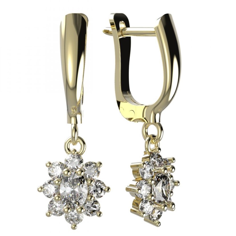 BG zlaté náušnice s diamanty 627 Žluté zlato - 585 Diamant lab-grown