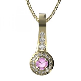BG zlatý přívěšek  651 Žluté zlato - 585 Růžový kubický zirkon