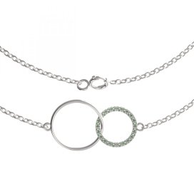BG zlatý náhrdelník kruhy 1163 Bílé zlato - 585 Zelený kubický zirkon