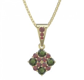 BG přívěšek 317 Stříbro 925 - pozlacené Vltavín a granát