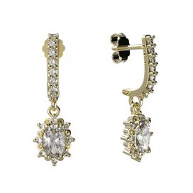 BG zlaté diamantové náušnice ovál - 953 Žluté zlato - 585 Diamant lab-grown