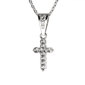 BG zlatý diamantový přívěšek křížek 580 Bílé zlato - 585 Diamant lab-grown