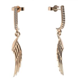 BG zlaté náušnice Křídla 1357 Růžové zlato 585 (30-90dní) Bílý kubický zirkon