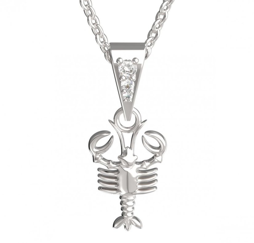 BG zlatý přívěšek Rak 040 Bílé zlato - 585 Diamant