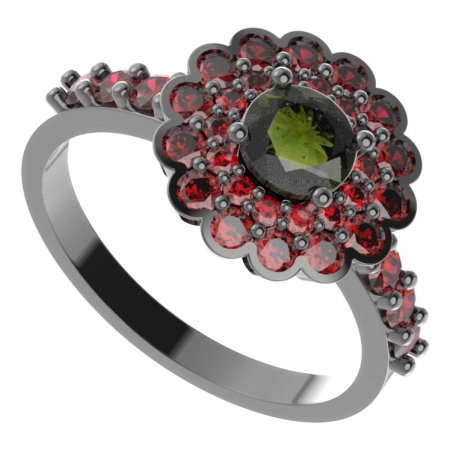 BG ring 463-Z circular - Metal: Silver 925 - rhodium, Stone: Garnet