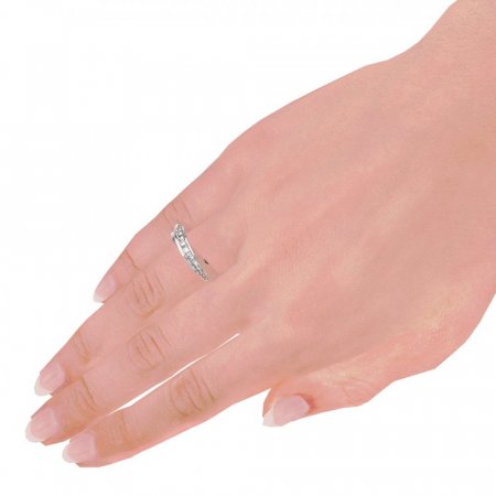 BG zlatý diamantový prstýnek 1451 /zásnubní-snubní/ - Kov: Bílé zlato 585, Kámen: Diamant lab-grown
