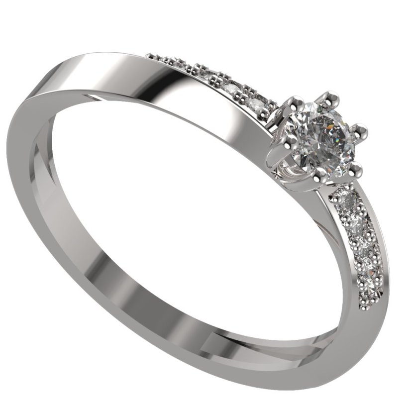 Zlatý prsten s lab-grown diamantem, bílé zlato 585 – 1456