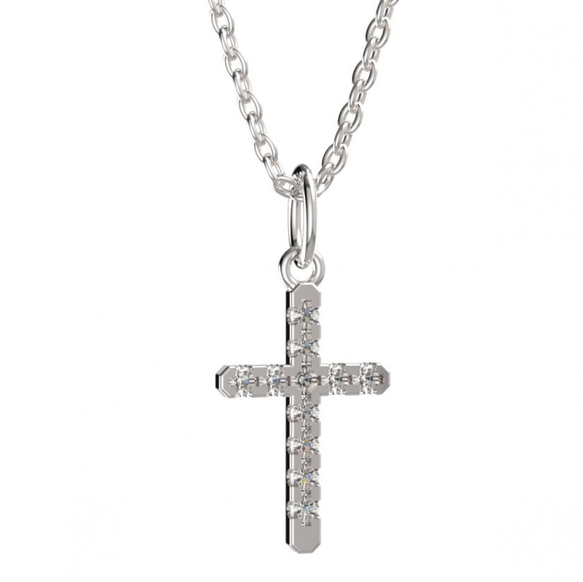 BeKid dětský přívěšek křížek 1106 Bílé zlato - 585 Diamant