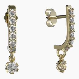 BG zlaté náušnice s diamanty 869 Žluté zlato - 585 Diamant lab-grown