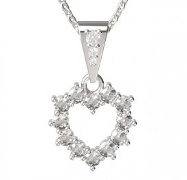 BG zlatý diamantový přívěšek srdíčko 005 Bílé zlato - 585 Diamant lab-grown