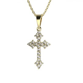 BG zlatý diamantový přívěšek křížek 255 Žluté zlato - 585 Diamant lab-grown