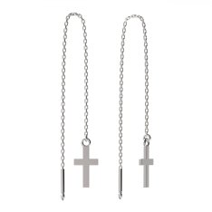 BG zlaté náušnice křížek 239 Bílé zlato - 585