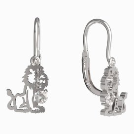 BeKid dětské náušnice lev 1191 Bílé zlato - 585 Diamant