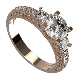 BG zlatý prstýnek 1475 /zásnubní-snubní/ Růžové zlato 585 (30-90dní) Bílý kubický zirkon