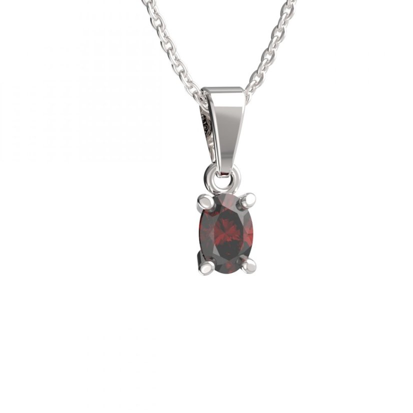 BG přívěs s centrálním oválným kamenem 710 Stříbro 925 - rhodium Granát