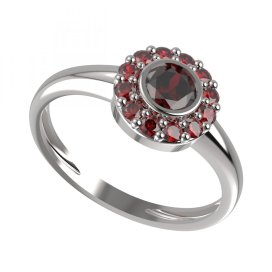 BG prsten kulatý 744-I Stříbro 925 - rhodium Granát